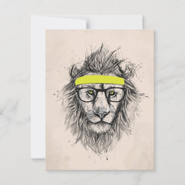Carte Lion hipster (arrière - plan léger) (Devant)
