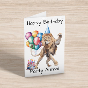 Carte Lion Joyeux Anniversaire fête Animal