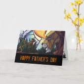 Carte Lion King and Cubs Happy Fête des pères Card (Fleur jaune)