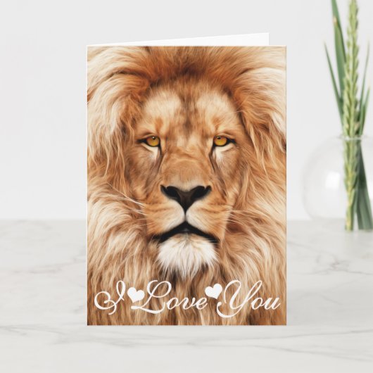 Carte Lion le roi photo peinture je t'aime (Devant)