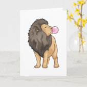 Carte Lion Mâchant du chewing-gum (Fleur jaune)