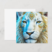 Carte Lion majestueux blanc et or (Devant / Derrière)
