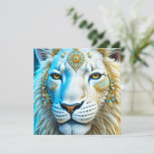 Carte Lion majestueux blanc et or (Debout devant)
