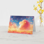 Carte Lion Majesty Under the Starry Sky (Fleur jaune)