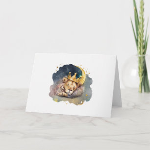 Carte Lion Mignonne Roi Dormir Sur La Lune