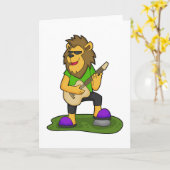 Carte Lion musicien guitare (Fleur jaune)
