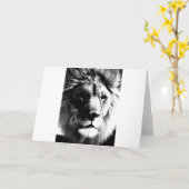 Carte Lion noir et blanc (Fleur jaune)