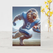 Carte Lion portant un football (Fleur jaune)