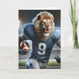 Carte Lion portant un football