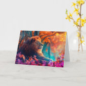 Carte Lion royal dans la conception forestière enchantée (Fleur jaune)