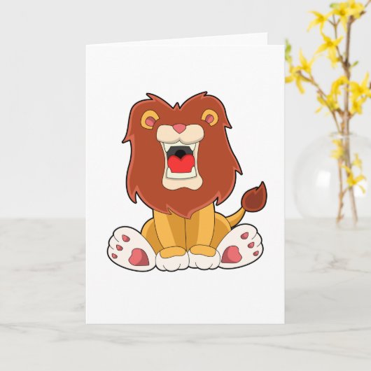 Carte lion rugissant (Fleur jaune)