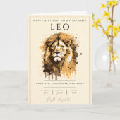 Carte Lion Symbole Zodiaque Aquarelle Astrologie Anniver (Fleur jaune)
