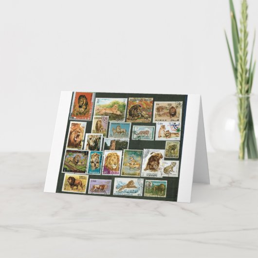 Carte Lions sur timbres (Devant)