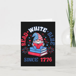 Carte Lire Livre Blanc Bleu Gnome Patriotique USA