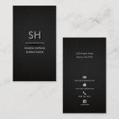 Carte lisse noire simple simple élégante moderne (Devant / Derrière)