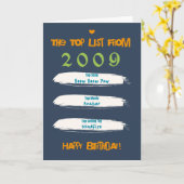 Carte Liste d'anniversaire 2009 (Fleur jaune)