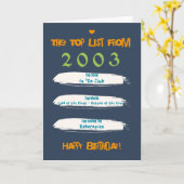 Carte Liste d'anniversaire du top 2003 (Fleur jaune)