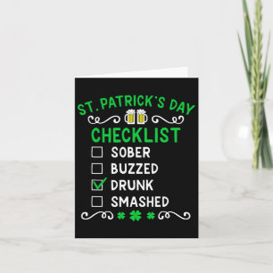 Carte Liste de contrôle drôle de la Saint-Patrick ivre