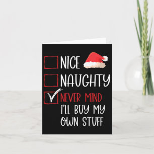 Carte Liste de contrôle drôle Nice Naughty Santa Never M