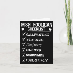Carte Liste de contrôle Irish Hooligan Shenanigan Malark