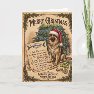 Carte Liste de Noël drôle pour un Berger Allemand