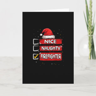 Carte Liste de Noël du pompier gentil ou vilain