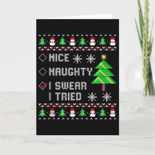 Carte Liste de Noël Sympa Méchant Je Jure J'ai Essayé Dr