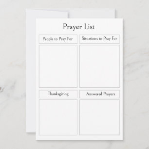 Carte Liste de prière personnalisée Simple Minimaliste