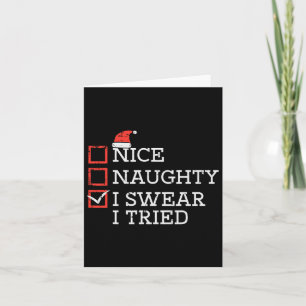 Carte Liste de vérification de Noël Nice Naughty J'ai es