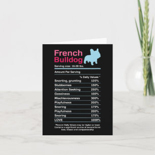 Carte Liste des ingrédients de Bulldog français