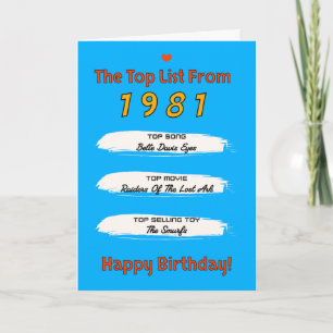 Carte Liste des meilleurs anniversaires 1981