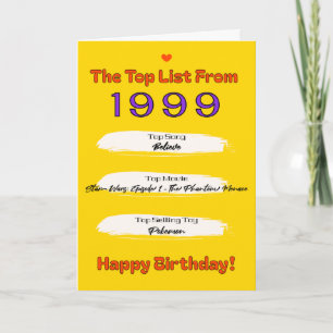 Carte Liste des meilleurs anniversaires de 1999
