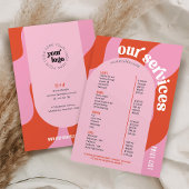 Carte Liste des prix des services aux entreprises Retro 