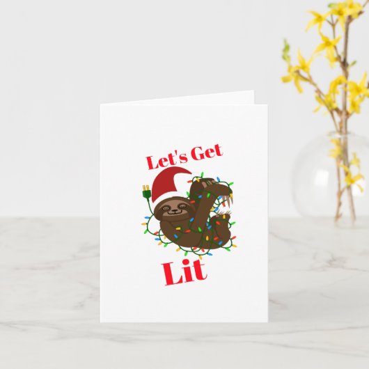 Carte Lit Christmas Sloth (Fleur jaune)