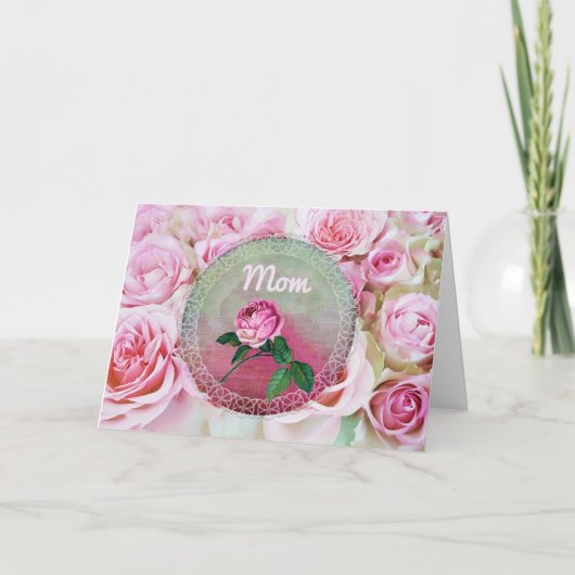 Carte Lit rose du jour de mère de roses (Devant)