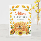 Carte Litha Summer Solstice Floral Honey Bee Sunflower (Fleur jaune)