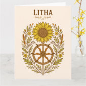 Carte Litha Tournesol Roue Solstice d'été Céleste (Fleur jaune)