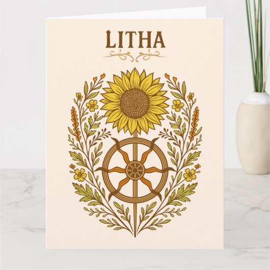 Carte Litha Tournesol Roue Solstice d'été Céleste (Devant)