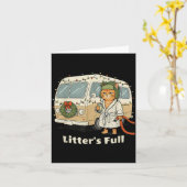 Carte Litter's Full Christmas Cat, Funny Christmas Kitty (Fleur jaune)