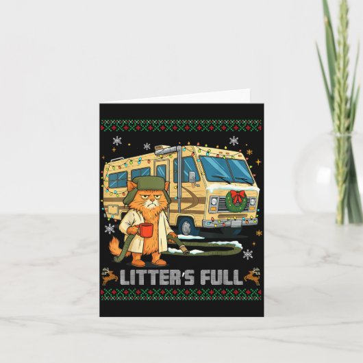 Carte Litter's Full Funny Silly Cat Holding Coffee Meme  (Devant)