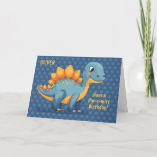 Carte Little Boy Nom personnalisé Anniversaire Dinosaur