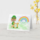 Carte Little Boy with Harp, Rainbow, Saint Patrick's Day (Fleur jaune)