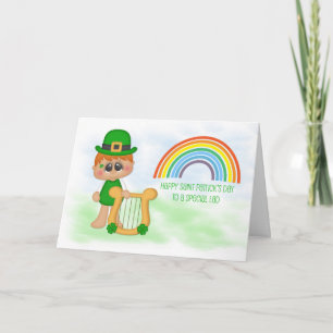 Carte Little Boy with Harp, Rainbow, Saint Patrick's Day