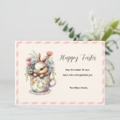 Carte Little Bunny in a Floral Teacup (Debout devant)