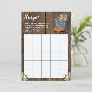 Carte Little Cowboy Bootie Baby shower Bingo Jeu