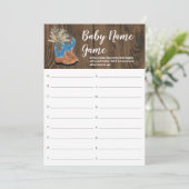 Carte Little Cowboy Bootie Nom du Baby shower Jeu (Debout devant)