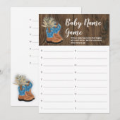 Carte Little Cowboy Bootie Nom du Baby shower Jeu (Devant / Derrière)
