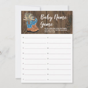 Carte Little Cowboy Bootie Nom du Baby shower Jeu