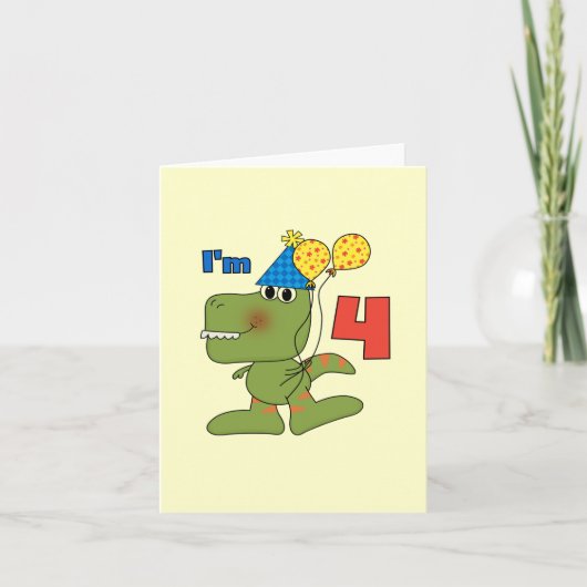 Carte Little Dino 4th Birthday Tshirts et cadeaux (Devant)