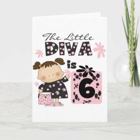 Carte Little Diva 6th Birthday Tshirts et cadeaux (Devant)